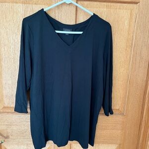 J Jill black V neck, 3/4 sleeve tunic top